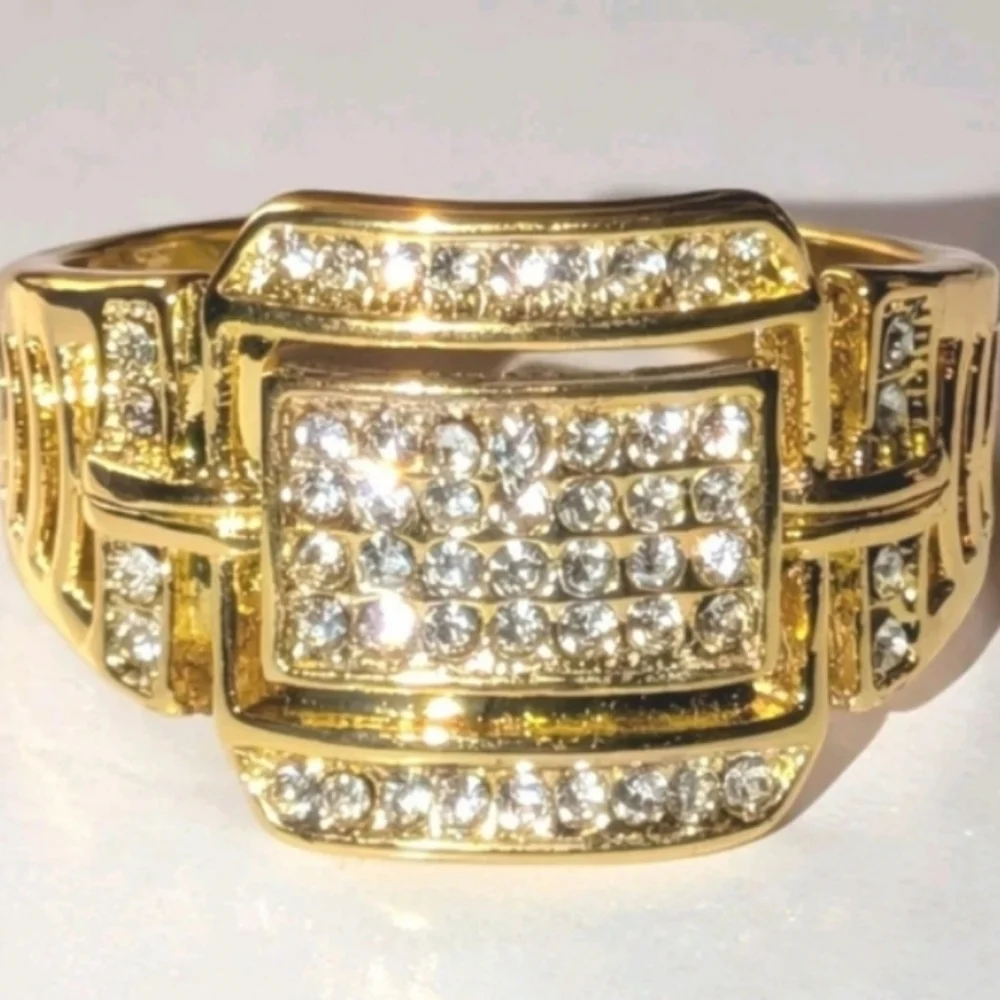 3ct round Cut Moissanite 14k Yellow Gold Plated Mens Royal Style Ring Sz 11